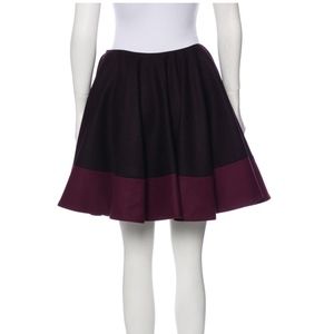 ALEXANDER MCQUEEN Flared Wool Skirt, Burgundy, US4